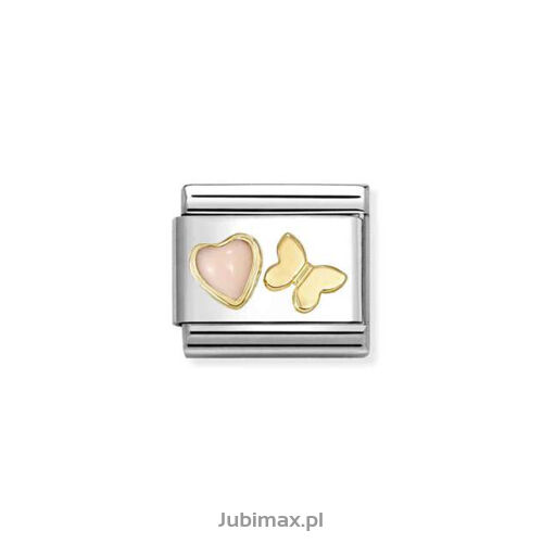 Nomination Link Gold 18K 030523-12 Serce koral róż