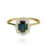 Pierścionek z szafirem 0,92ct i szafiry białe r15