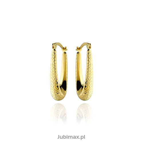 Kolczyki złote pr.585 młotkowane owalne