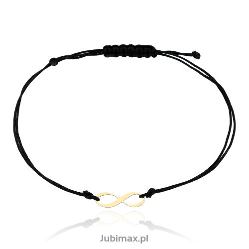 Bransoletka złota pr.585 sznurek czarny nieskończ