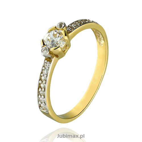 Pierścionek złoty pr.375 z cyrkoniami r15