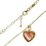 Naszyjnik złoty pr.585 serce różowe 48cm