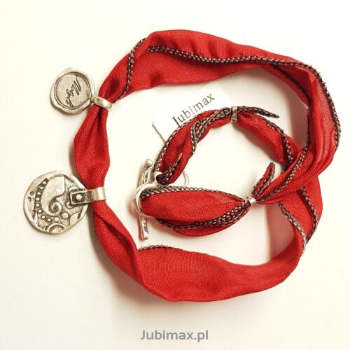 Bransoletka srebrna Motyle MJS3553 czerwona