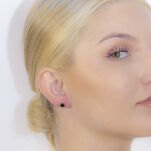 Kolczyki złote pr.585 z onyksem koniczyny małe - 3