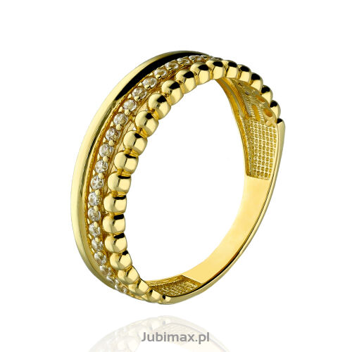 Pierścionek złoty pr.375 z cyrkoniami r20