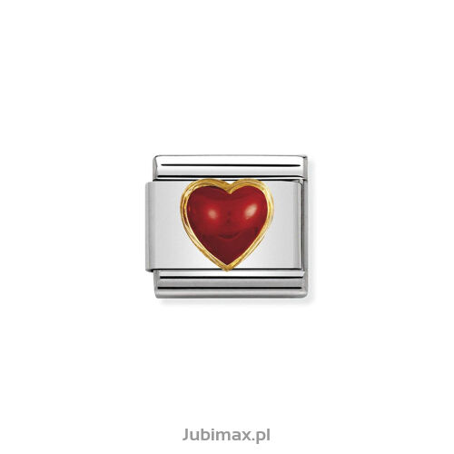Nomination Link Gold 18K 030501-11 Koral czerwony serce