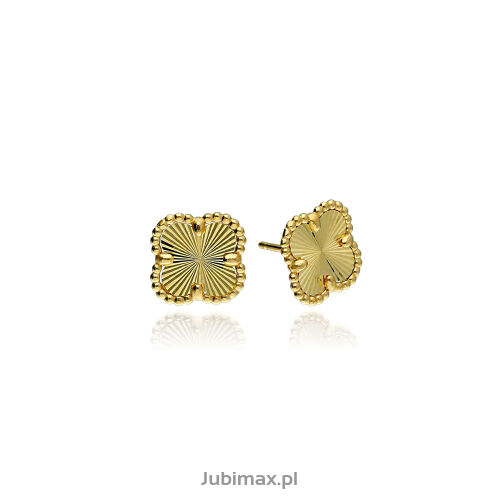 Kolczyki złote pr.585 koniczyny ryflowane
