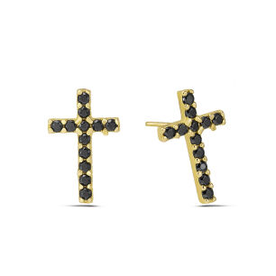 Kolczyki złote pr.585 z cyrkoniami krzyże