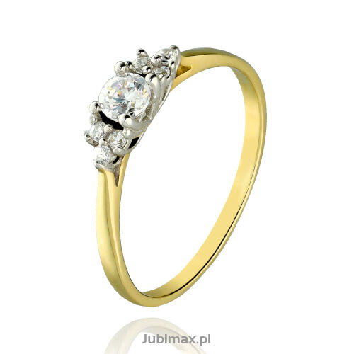 Pierścionek złoty pr.375 z cyrkoniami r13