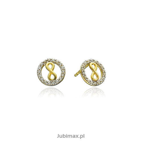 Kolczyki złote pr.375 z cyrkoniami nieskończoność