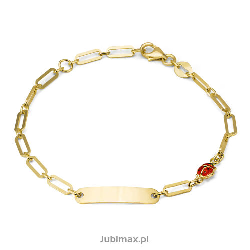 Bransoletka złota pr.585 z blaszką biedronka 17cm