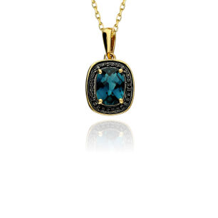 Zawieszka z topazem london blue 1,60ct i brylanty