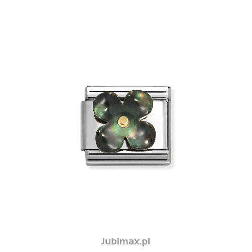 Nomination Link Gold 18K 030521-22 Czarny perłowy kwiat