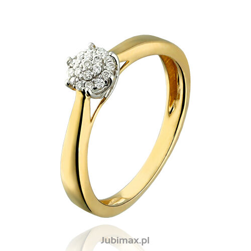 Pierścionek z brylantami 0,10ct żółte złoto r16