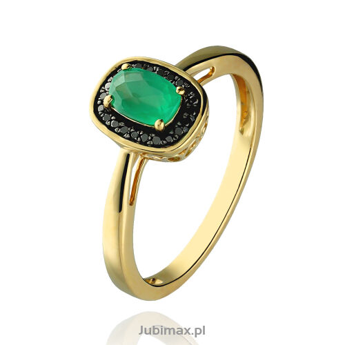 Pierścionek ze szmaragdem 0,50ct i brylantami r16
