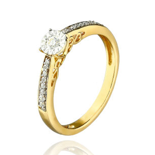 Pierścionek z brylantami 0,22ct żółte złoto r12