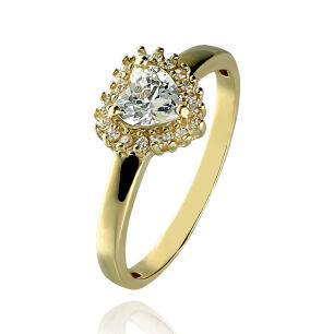 Pierścionek złoty pr.375 z cyrkoniami serce r19