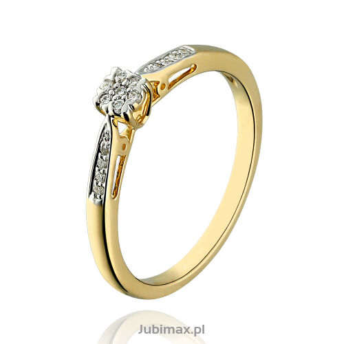 Pierścionek z brylantami 0,10ct żółte złoto r16