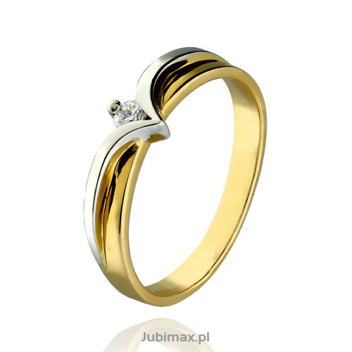 Pierścionek złoty pr.585 z cyrkonią r14