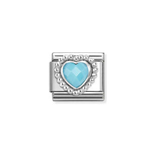 Nomination Link Silver 925 330606-039 Błękitne serce
