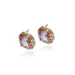 Kolczyki z ametystami różowymi 1,94ct i topazami - 2