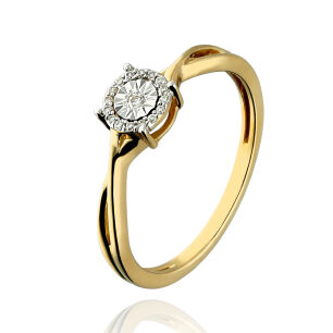 Pierścionek z brylantami 0,05ct żółte złoto r14