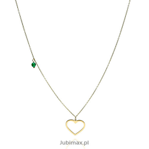 Naszyjnik złoty pr.333 z cyrkonią serce 42cm
