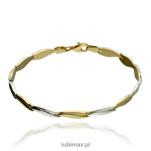 Bransoletka złota pr.585 z białym złotem 18cm