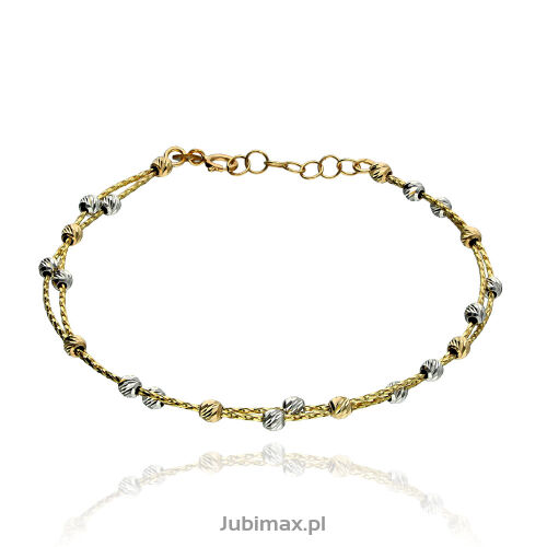 Bransoletka złota pr.585 z kulkami podwójna 19cm