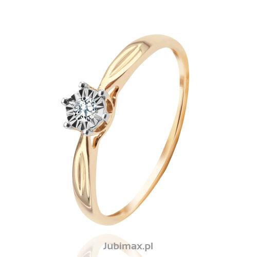 Pierścionek z brylantem 0,05ct r12 żółte złoto r12