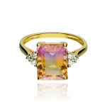 Pierścionek z ametrinem 3,08ct i brylantami r12