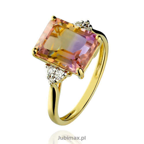 Pierścionek z ametrinem 3,08ct i brylantami r12