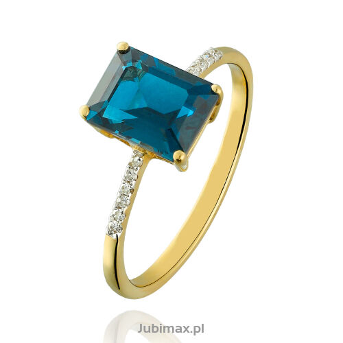 Pierścionek london blue topaz 2,50ct i brylanty r20
