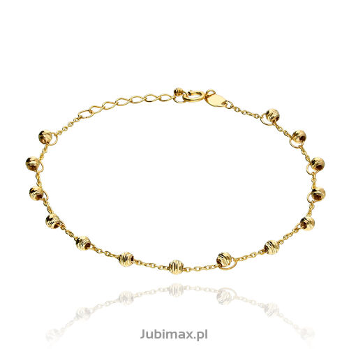 Bransoletka złota pr.375 kulki ryflowane 19cm
