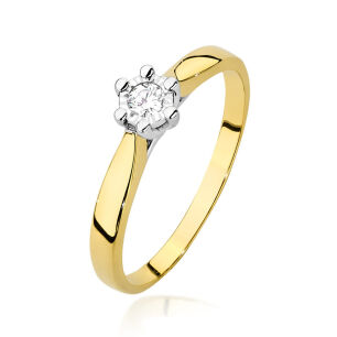 Pierścionek z brylantem W222BT 0,08ct żółte złoto
