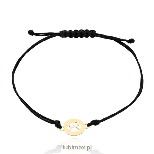 Bransoletka złota pr.585 sznurek czarny kółko
