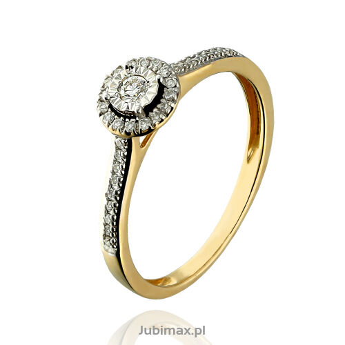 Pierścionek z brylantami 0,15ct żółte złoto r12