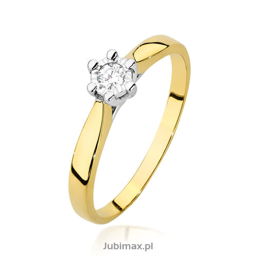 Pierścionek z brylantem W222BT 0,08ct żółte złoto r16