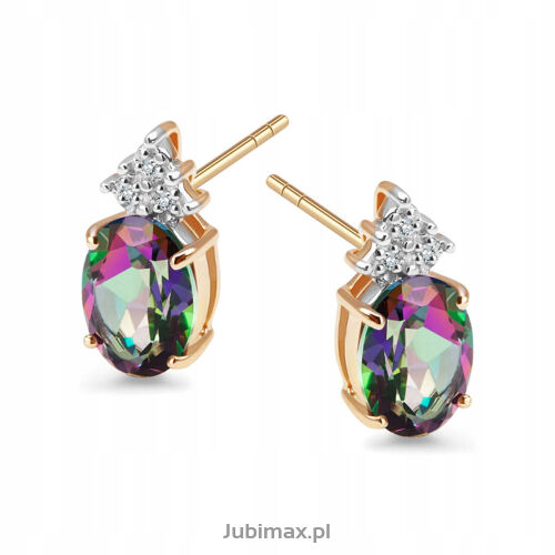 Kolczyki z mystic topaz 2,60ct i brylantami 