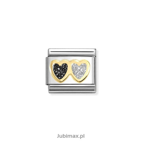 Nomination Link Gold 18K 030220-15 Podwójne serce