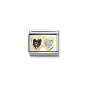Nomination Link Gold 18K 030220-15 Podwójne serce