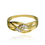 Pierścionek złoty pr.375 z cyrkoniami pleciony r16