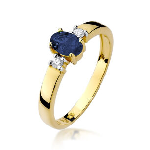 Pierścionek z szafirem W264 0,70ct żółte złoto r16