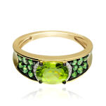 Pierścionek z peridotem 1,90ct granaty i brylanty r19