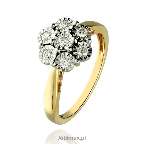 Pierścionek z brylantami 0,28ct żółte złoto r18