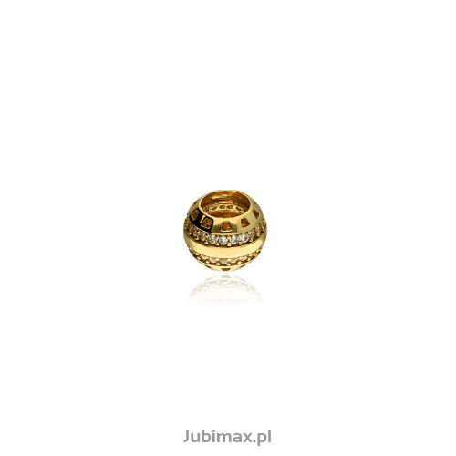 Zawieszka złota pr.585 z cyrkoniami charms kulka