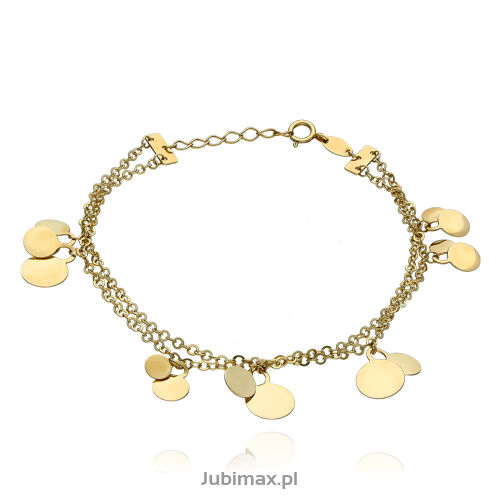 Bransoletka złota pr.333 podwójna z kółkami 19cm
