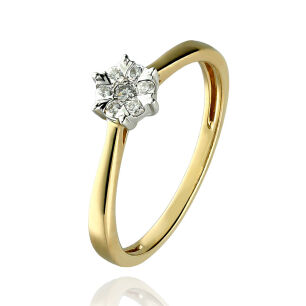 Pierścionek z brylantami 0,15ct żółte złoto r16
