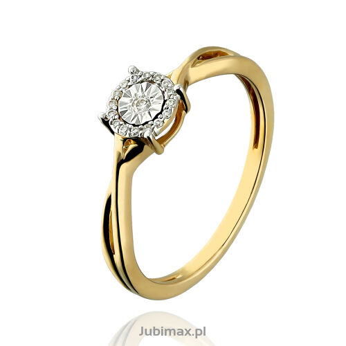 Pierścionek z brylantami 0,05ct żółte złoto r16