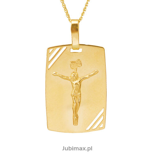 Zawieszka złota pr.585 blaszka z Jezusem